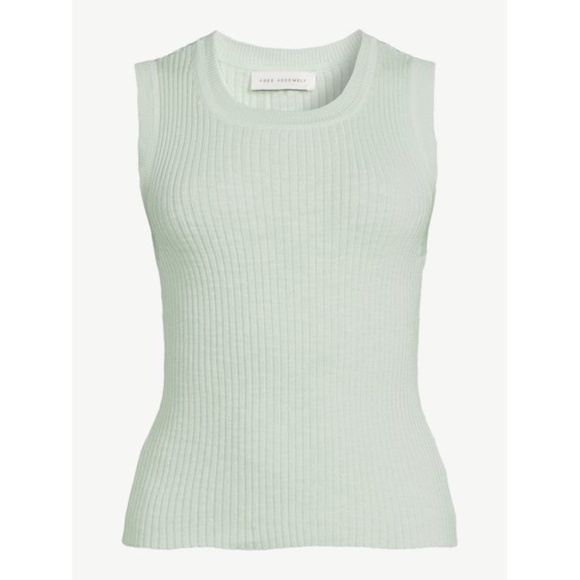 Free Assembly Women's Ribbed Cotton Sweater Tank Top Size Medium in Pastel Green - Picture 5 of 8